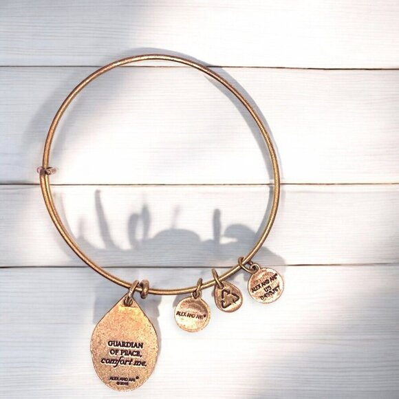 Alex & Ani Guardian Of Peace Charm Bangle Bracelet Gold Finish Expandable - Picture 2 of 2